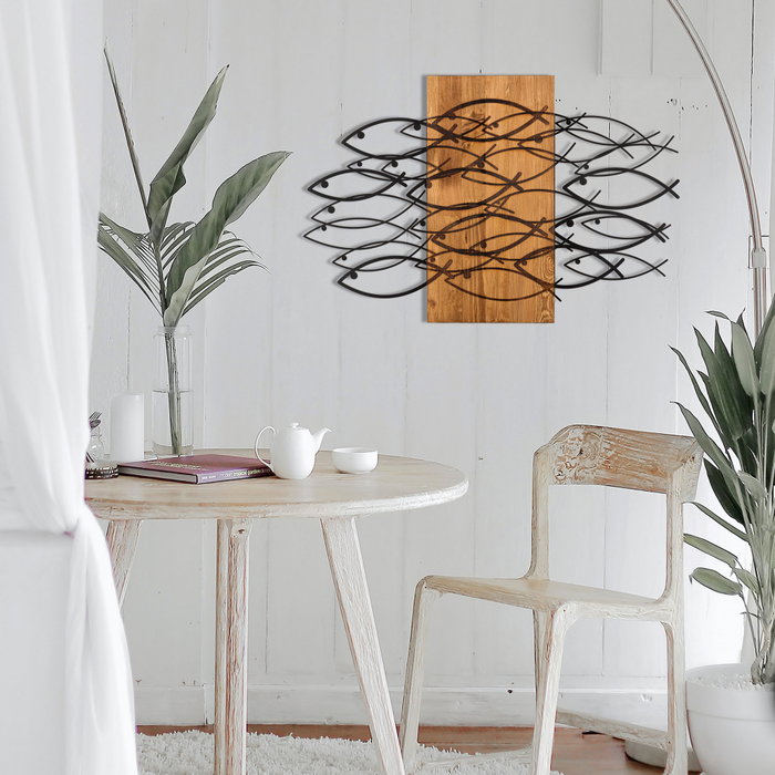 Wallity Fish Accesorio decorativo de pared Negro y Nogal